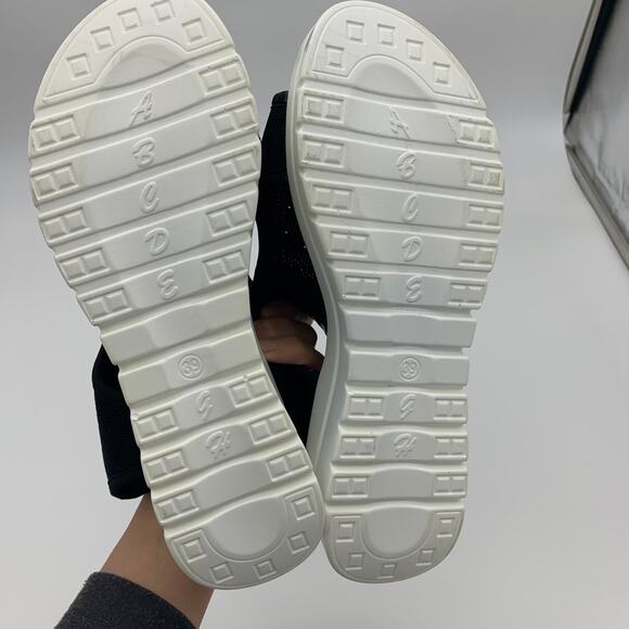 Black Sandals Women Size 8 Summer Shoes Peep Toe - Picture 6 of 10